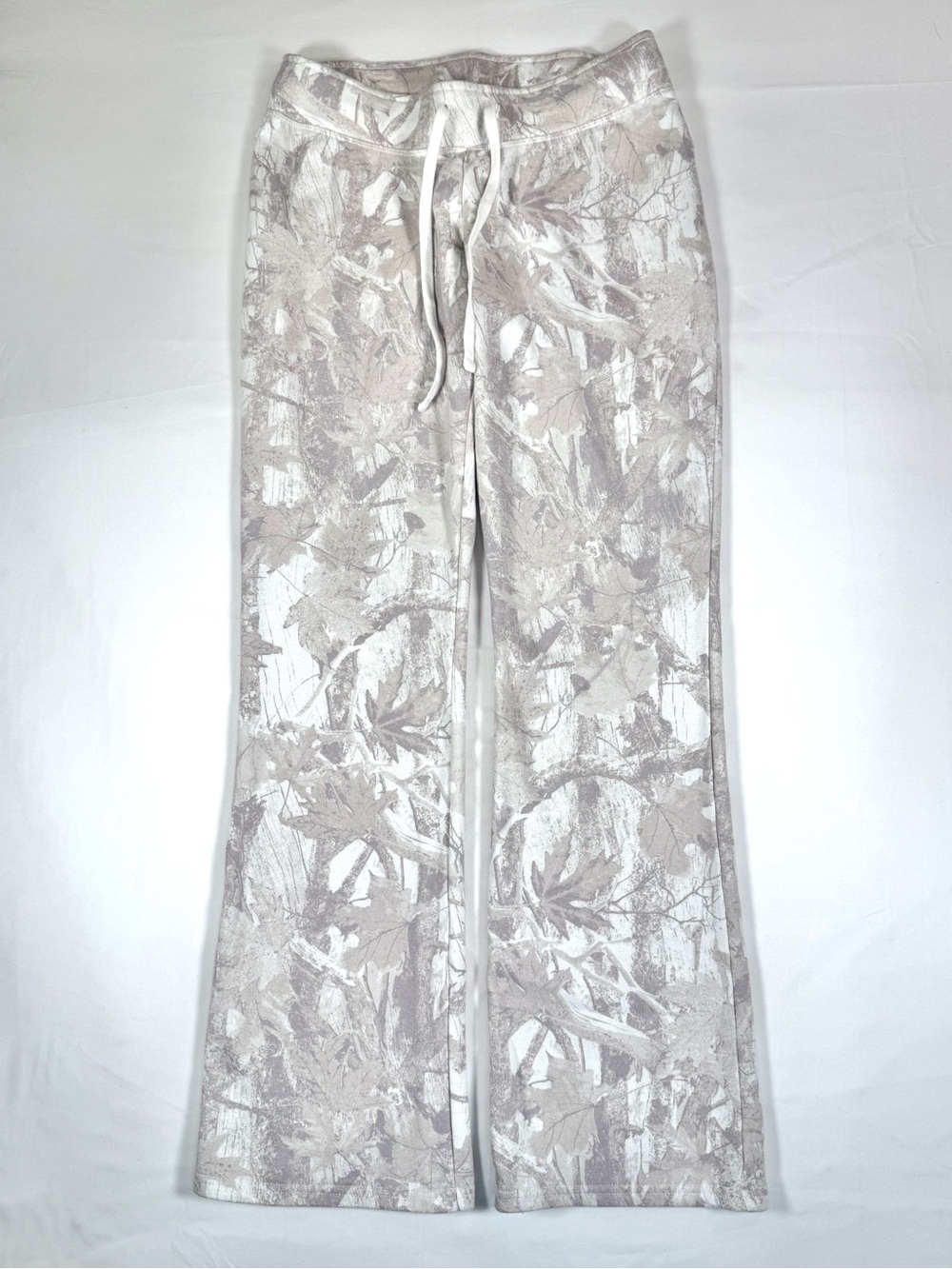 HOLLISTER Womens Camo Boot Sweatpants S Cloud White Camo Gorpcore Cozy Western